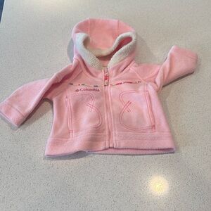 Columbia Pink Zip Jacket Baby 6 months with hood hat
